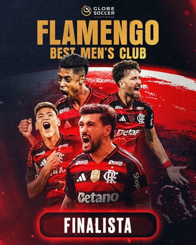 Flamengo é finalista ao prêmio de melhor clube de futebol masculino no Globe Soccer Awards, ao lado de PSG, Barcelona, Chelsea e Liverpool.