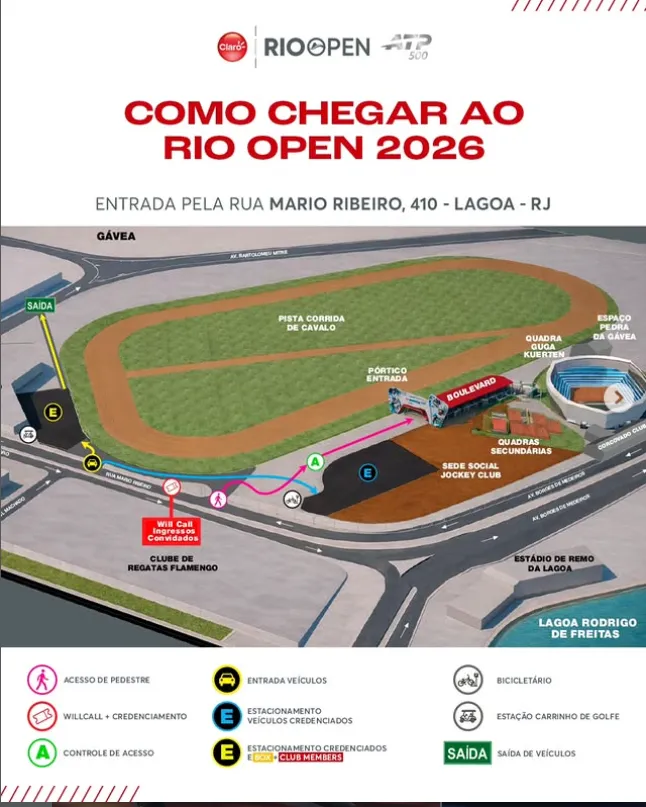 Rio Open 2026 começa em 14/02 no Jockey Club. Veja onde assistir, como chegar e os destaques do maior torneio de tênis da América do Sul.