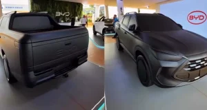 Modelo camuflado apresentado na Agrishow antecipa nova picape híbrida da BYD com foco no agronegócio.