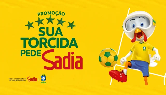 Sadia lança promoção “Sua Torcida Pede Sadia” com prêmio final de R$ 100 mil A Sadia lançou a promoção “Sua Torcida Pede Sadia”, com sorteios semanais de R$ 10 mil, prêmios da CBF e prêmio final de R$ 100 mil.