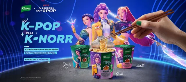 Knorr lança noodles em edição limitada inspirada em Guerreiras do K-Pop, sucesso da Netflix Marca da Unilever estreia na categoria de noodles instantâneos com sabores coreanos e parceria com a animação fenômeno da Netflix.