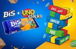 BIS lança experiência de jogo com comida em collab com UNO Stacko BIS e Mattel lançam edição limitada inspirada em UNO Stacko. Chocolates viram peças de uma torre para montar, jogar e compartilhar.