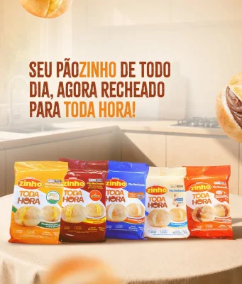 Zinho lança novos pãezinhos em parceria com Tirolez, Aviação, Catupiry e Nestlé Linha Zinho Toda Hora chega com cinco sabores e amplia as ocasiões de consumo para além do churrasco.