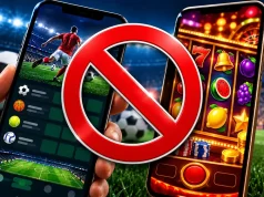 Bets: Brasil proíbe apostas esportivas e cassinos online Apostas esportivas e cassinos online proibidos no Brasil são representados por dois celulares com imagens de futebol e jogo de cassino, cobertos por símbolo de proibido.