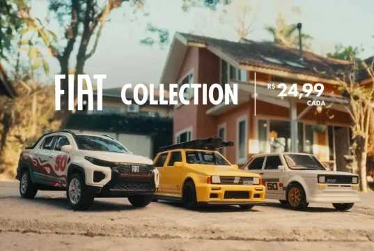Fiat Collection reúne miniaturas de carros da marca, incluindo modelos inspirados no Fiat Strada e veículos históricos, com preço de R$ 24,99 cada.