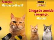 Friskies lança campanha com meme “Márcias” Campanha Friskies com gatos e o meme ‘Márcias do Brasil’, destacando a mensagem contra a comida sem graça e a marca Purina Friskies.