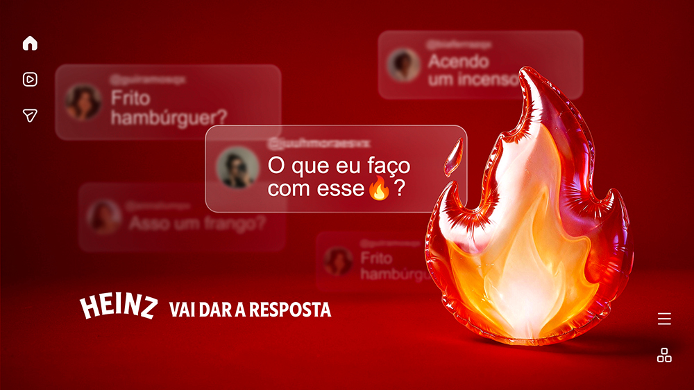 Ação criada pela Africa Creative transformou prints de conversas com o emoji de fogo em cupons de desconto no Heinz Ketchup Picante.