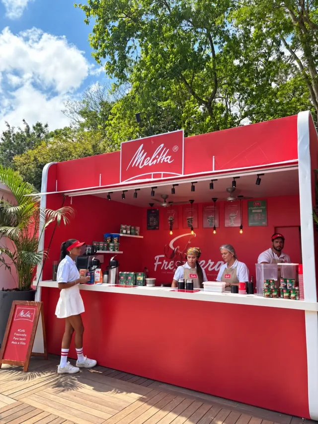 Espaço Melitta no SP Open 2026 apresenta experiências com café gourmet durante torneio de tênis em São Paulo.