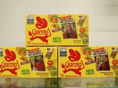 Caixa Amarela da Garoto destaca produtores de cacau em nova edição Caixas de chocolate Garoto Edição Especial Produtores de Cacau, da linha Feito de Brasil, destacam os produtores brasileiros de cacau Ana Rigoni, Euandro Guimarães e Rosana Pandolfo, Wellington Menelli e Willian Menelli.