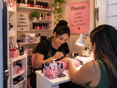 Empreendedorismo: veja as 5 medidas anunciadas pelo governo para os MEIs Microempreendedora individual (MEI) trabalha como manicure em um pequeno salão, realizando as unhas de uma cliente em espaço compacto e organizado, com esmaltes, equipamentos e materiais profissionais.