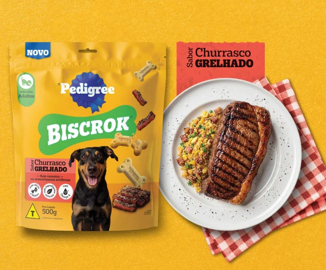 PEDIGREE lança Biscrok Churrasco, novo biscoito para cães PEDIGREE lança Biscrok Churrasco, novo biscoito para cães Novidade chega ao mercado em embalagem de 500 gramas e aposta na brasilidade para ampliar a linha de petiscos da marca.
